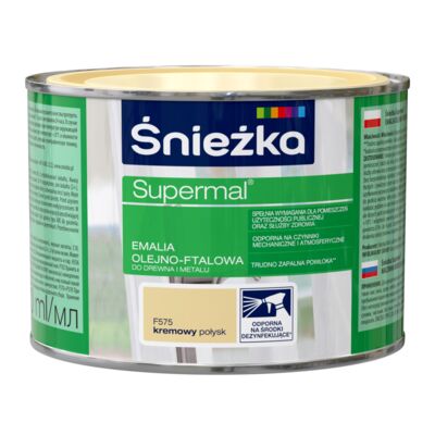 Farba emaliowa olejno-ftalowa Supermal kremowa 400 ml Śnieżka