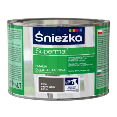 Farba emaliowa olejno-ftalowa Supermal szara jasna 400 ml Śnieżka