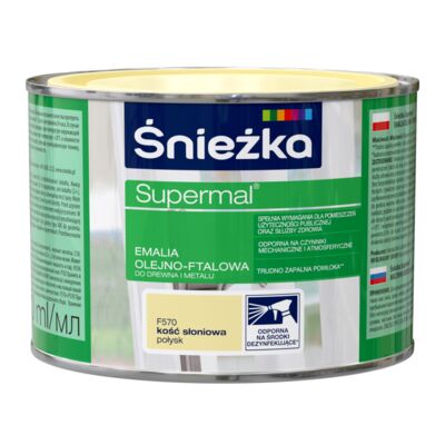 Farba emaliowa olejno-ftalowa Supermal kość słoniowa 400 ml Śnieżka