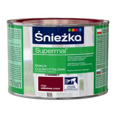 Farba emaliowa olejno-ftalowa Supermal wiśniowy 400 ml Śnieżka
