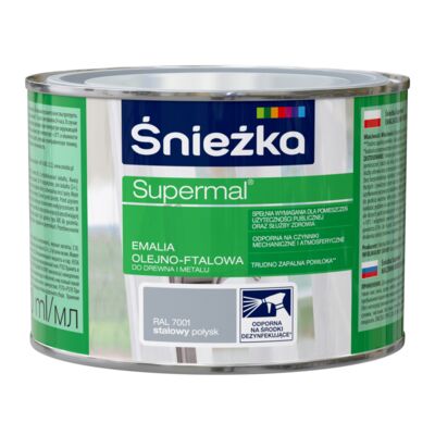 Farba emaliowa olejno-ftalowa Supermal stalowy 400 ml Śnieżka
