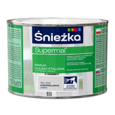 Farba emaliowa olejno-ftalowa Supermal popielaty jasny 400 ml Śnieżka