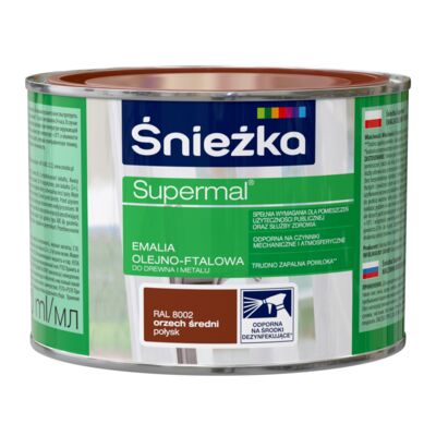 Farba emaliowa olejno-ftalowa Supermal orzech średni 400 ml Śnieżka