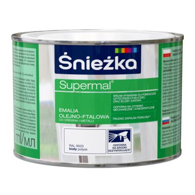 Farba emaliowa olejno-ftalowa Supermal biała 400 ml Śnieżka