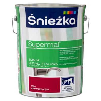 Farba emaliowa olejno-ftalowa Supermal czerwona 5 l Śnieżka