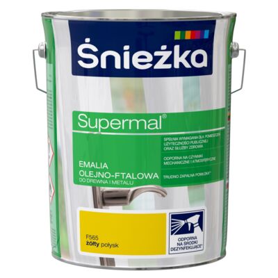 Farba emaliowa olejno-ftalowa Supermal żółty 5 l Śnieżka