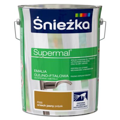 Farba emaliowa olejno-ftalowa Supermal orzech jasny 5 l Śnieżka