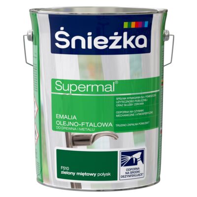 Farba emaliowa olejno-ftalowa Supermal zielona mięta 5 l Śnieżka