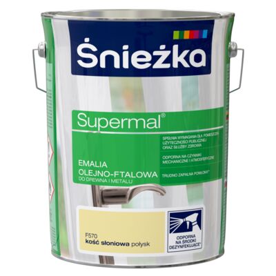 Farba emaliowa olejno-ftalowa Supermal kość słoniowa 5 l Śnieżka