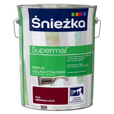 Farba emaliowa olejno-ftalowa Supermal wiśniowy 5 l Śnieżka