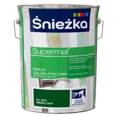 Farba emaliowa olejno-ftalowa Supermal zielony 5 l Śnieżka