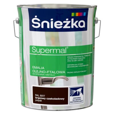 Farba emaliowa olejno-ftalowa Supermal brązowy czekoladowy 5 l Śnieżka