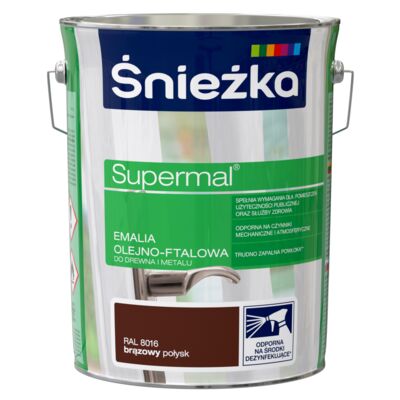 Farba emaliowa olejno-ftalowa Supermal brązowy 5 l Śnieżka
