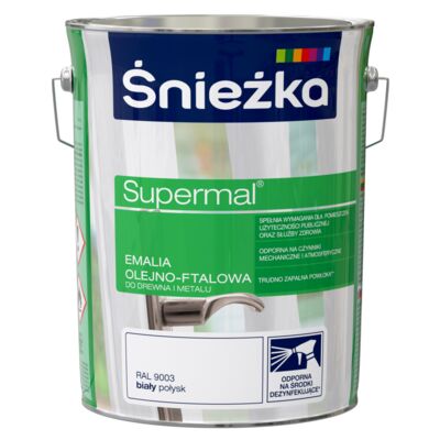 Farba emaliowa olejno-ftalowa Supermal biały 5 l Śnieżka