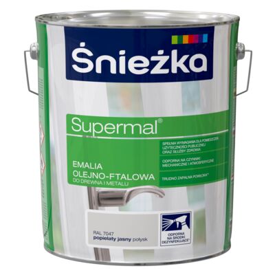 Farba emaliowa olejno-ftalowa Supermal popielaty jasny 10 l Śnieżka