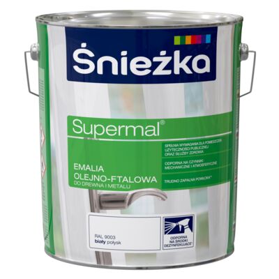 Farba emaliowa olejno-ftalowa Supermal biały 10 l Śnieżka