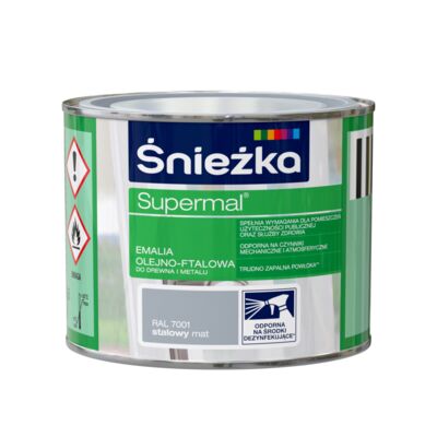Farba emaliowa olejno-ftalowa Supermal mat stalowy 0,2 l Śnieżka