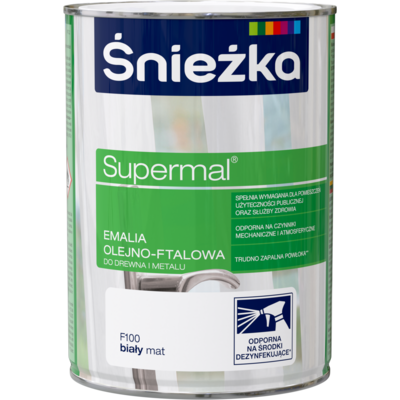 Farba emaliowa olejno-ftalowa Supermal mat biały 0,8 l Śnieżka