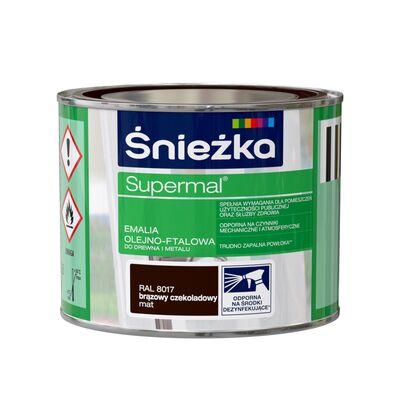 Farba emaliowa olejno-ftalowa Supermal mat brąz czekoladowy 0,2 l Śnieżka