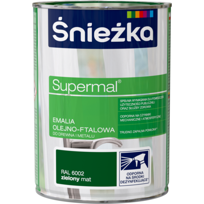 Farba emaliowa olejno-ftalowa Supermal mat zielony 0,8 l Śnieżka