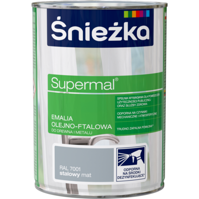 Farba emaliowa olejno-ftalowa Supermal mat stalowy 0,8 l Śnieżka