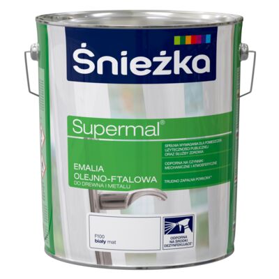 Farba emaliowa olejno-ftalowa Supermal mat biały 10 l Śnieżka