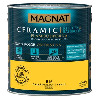 Farba ceramiczna MAGNAT KitchenBathroom orzeźwiający cytryn B16 2,5 l