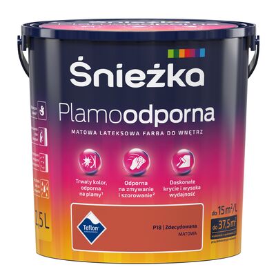 Farba lateksowa Plamoodporna zdecydowana P18 2,5 l Śnieżka