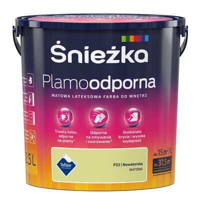 Farba lateksowa Plamoodporna nowatorska P33 2,5 l Śnieżka