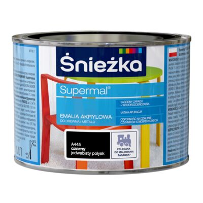 Farba emaliowa Supermal akrylowy czarny 0,4 l Śnieżka