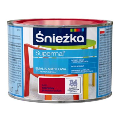 Farba emaliowa Supermal akrylowy czerwona 0,4 l Śnieżka