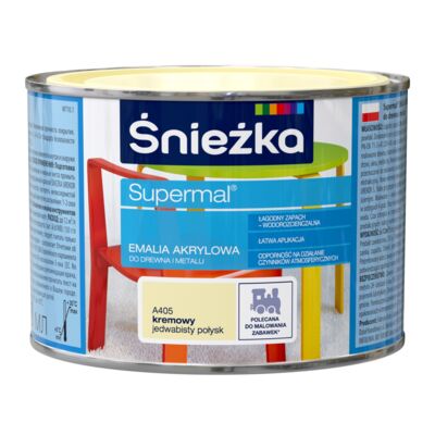 Farba emaliowa Supermal akrylowy kremowa 0,4 l Śnieżka