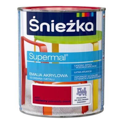 Farba emaliowa Supermal akrylowy czerwona 0,5 l Śnieżka