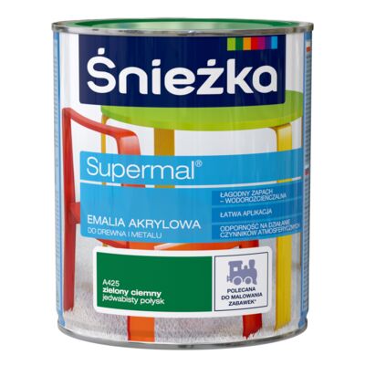 Farba emaliowa Supermal akrylowy zielony ciemny 0,8 l Śnieżka