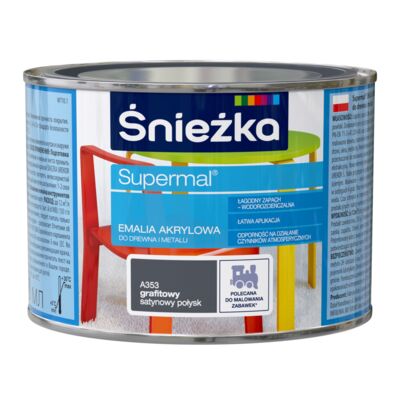 Farba emaliowa Supermal akrylowy A353 grafit SAT 0,4 l Śnieżka