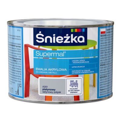 Farba emaliowa Supermal akrylowy A351 platynowy SAT 0,4 l Śnieżka