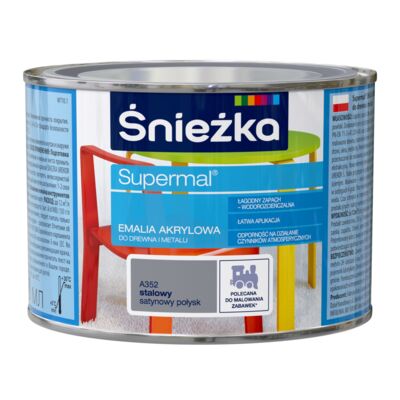 Farba emaliowa Supermal akrylowy A352 stalowy SAT 0,4 l Śnieżka