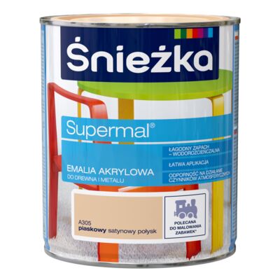 Farba emaliowa Supermal akrylowy A305 piaskowy SAT 0,8 l Śnieżka
