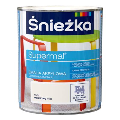 Farba emaliowa Supermal akrylowy A504 waniliowy MAT 0,4 l Śnieżka