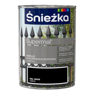 Emalia chlorokauczukowa Supermal czarna 900 ml Śnieżka