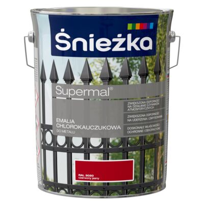 Emalia chlorokauczukowa Supermal czerwony jasny 5 l Śnieżka