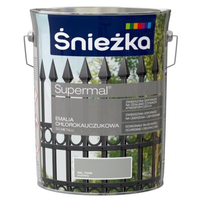 Emalia chlorokauczukowa Supermal popielata 5 l Śnieżka
