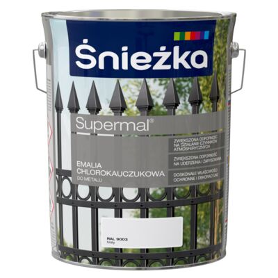 Emalia chlorokauczukowa Supermal biała 5 l Śnieżka
