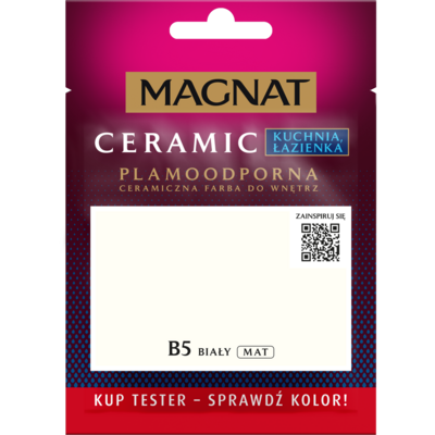 Farba ceramiczna MAGNAT KitchenBathroom TESTER czysta biel B5 30 ml