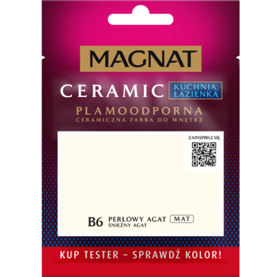 Farba ceramiczna MAGNAT KitchenBathroom TESTER śnieżny agat B6 30 ml
