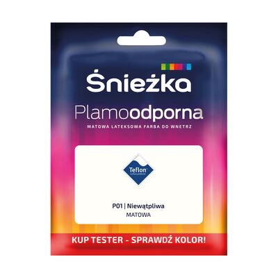 Farba lateksowa Plamoodporna  TESTER niewątpliwa P01 30 ml Śnieżka