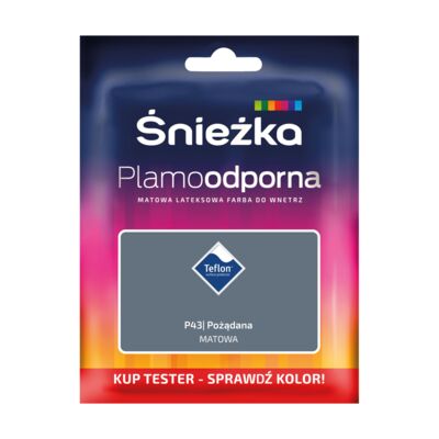 Farba lateksowa Plamoodporna  TESTER pożądana P43 30 ml Śnieżka