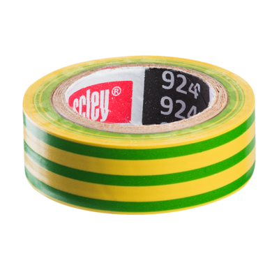 Taśma izolacyjna 924, 19 mm x 10 m bezołowiowa, żółto-zielona SCLEY