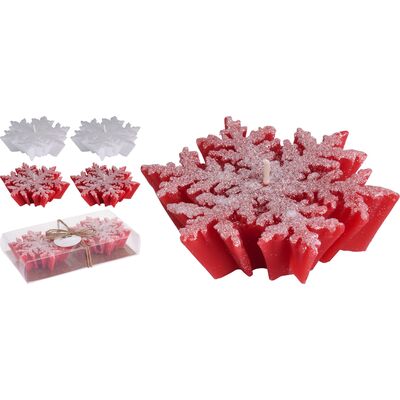 Świeczka śnieżynki 10 cm 2 sztuki mix
