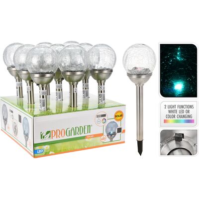 Lampa solarna inox 45 cm ze szklaną kulką